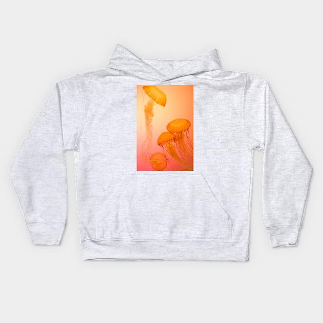 Orange Jellyfish Kids Hoodie by Sharply